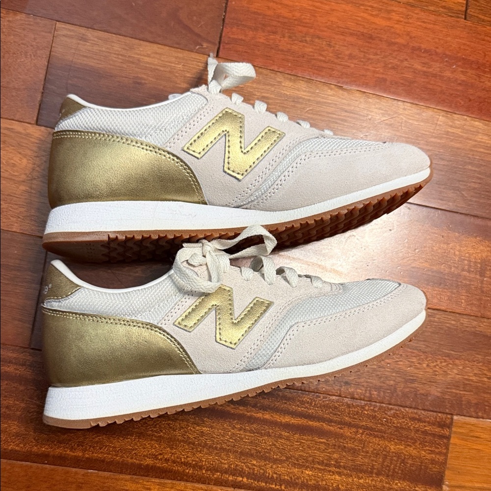 New Balance Women's Gold and Cream Sneakers- never worn